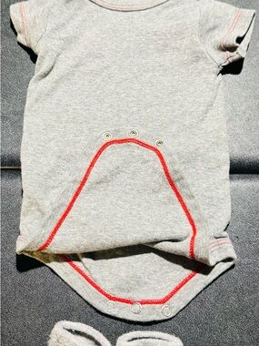 Jordan Gray Infant One-Piece Bodysuit with Red Trim